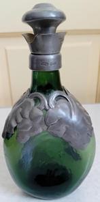 Art-Deco groene glazen karaf met tin beslag, Antiek en Kunst, Ophalen of Verzenden