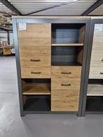 Wandkast van eikenhout met lades en deuren, Eikenhout, Nieuw, Ophalen of Verzenden, Minder dan 150 cm