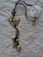 groot goudkleurig hart aan koord nr k 5135, Ophalen of Verzenden, Nieuw, Goud, Overige materialen