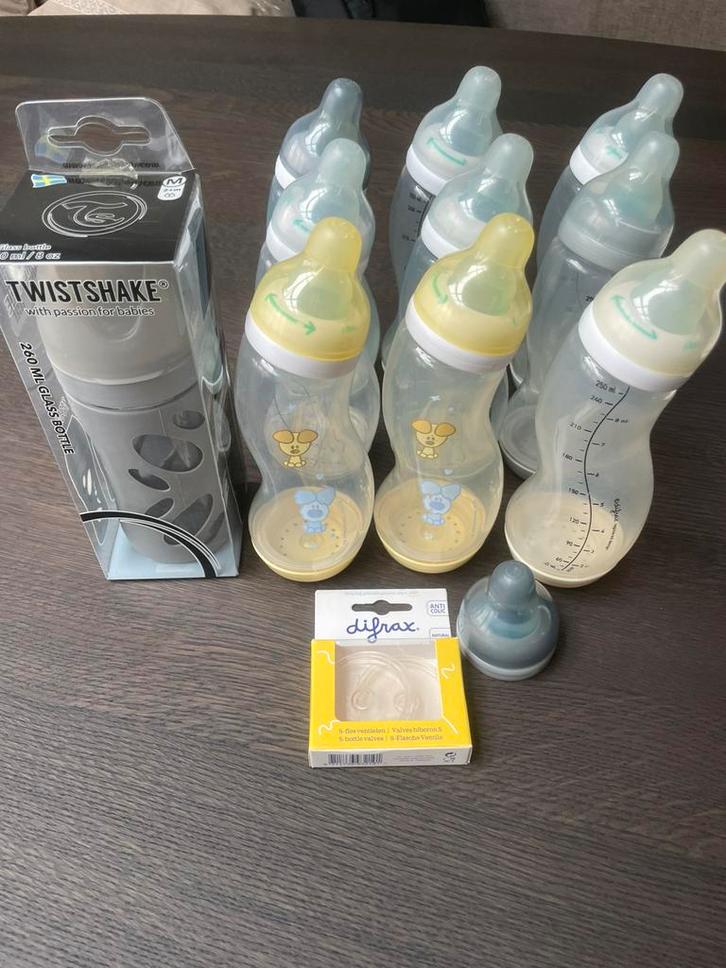 Difrax-s anti colic flessen 10x en toebehoren, Kinderen en Baby's, Babyvoeding en Toebehoren, Zo goed als nieuw, Overige typen