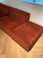 Moderne elementen hoekbank in roodbruin rib, Ophalen, 250 tot 300 cm, Hoekbank, 75 tot 100 cm