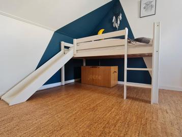 Witte Halfhoogslaper met Glijbaan 90x200 beschikbaar voor biedingen
