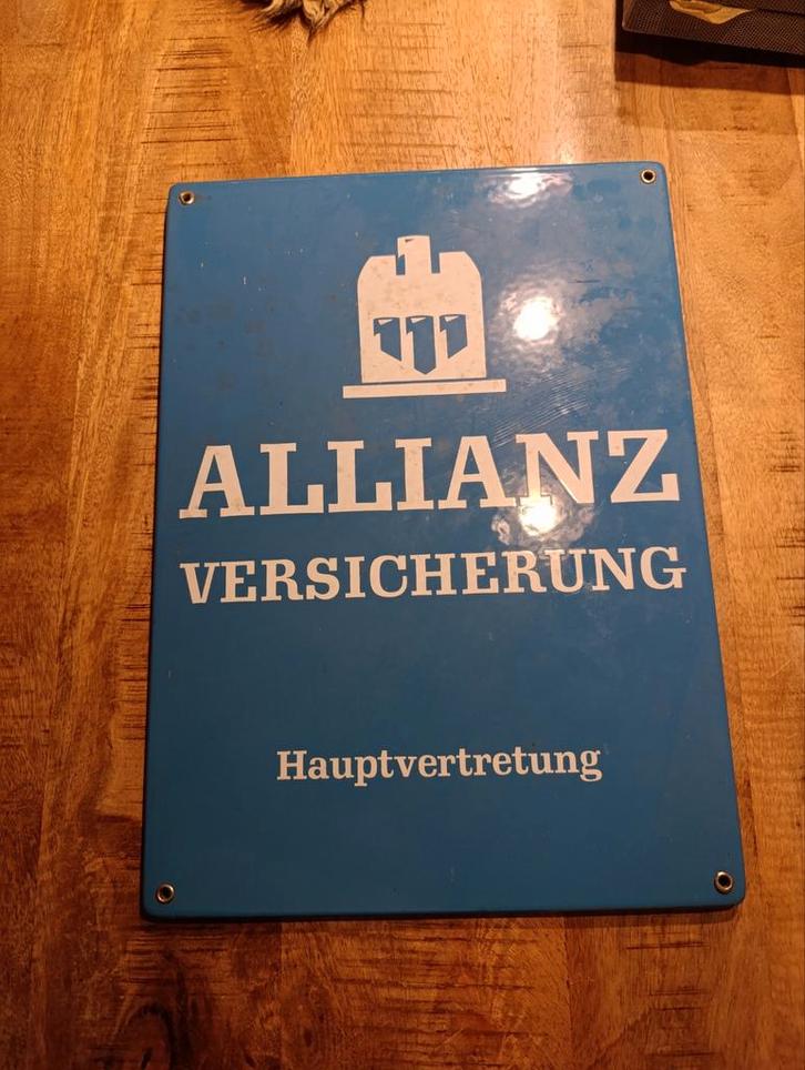 Origineel Emaille Reclamebord Allianz, Antiek en Kunst, Antiek | Emaille, Ophalen of Verzenden