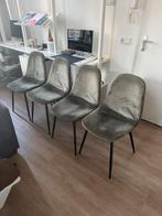Groene Suède Look Eetkamerstoelen - Set van 4, Ophalen, Gebruikt, Overige kleuren, Vier