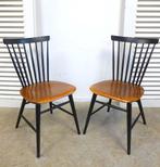 Paar van 2 vintage retro spijlen stoelen, Retro vintage, Twee, Gebruikt, Hout