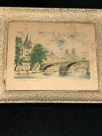 G A Dumarais Paris oude akwarel Pont St Michel & Notre-Dame, Ophalen of Verzenden