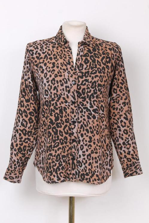 Lente! Panter blouse Fabienne Chapot maat M, Kleding | Dames, Blouses en Tunieken, Zo goed als nieuw, Maat 38/40 (M), Bruin, Verzenden