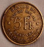 Koloniale valuta 5 Fr. 1947 Belgische Congo, Postzegels en Munten, Munten | Afrika, Verzenden, Overige landen