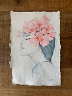 Aquarel portret vrouw, Ophalen of Verzenden