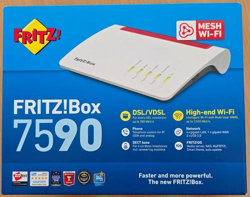 FRITZ!Box 7590 met Mesh en Wi-Fi, Computers en Software, Routers en Modems, Zo goed als nieuw, Router met modem, Ophalen of Verzenden