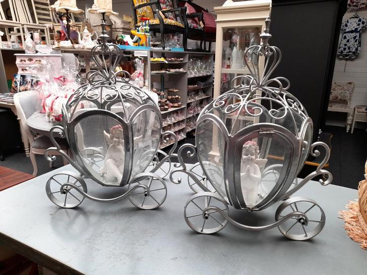 Mooie koets wind lichten 85.00 p.s zilver, Huis en Inrichting, Woonaccessoires | Kandelaars en Kaarsen, Zo goed als nieuw, Minder dan 25 cm