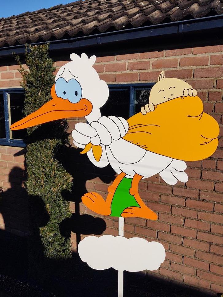 babybordverhuur westervoort, lopende ooievaar. geboortebord, Kinderen en Baby's, Kraamcadeaus en Geboorteborden, Nieuw, Geboortebord