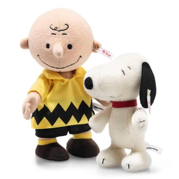 2024 Steiff 356070 Snoopy and Charlie Brown, 15cm + 21cm., Verzamelen, Stripfiguren, Nieuw, Beeldje of Figuurtje, Snoopy, Ophalen of Verzenden
