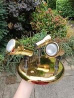 Gouden Plafondlamp met 3 Lampen, Ophalen, Zo goed als nieuw, Metaal, Retro