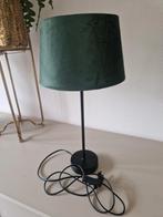Donker groene velvet tafellamp met zwarte poot., Huis en Inrichting, Lampen | Tafellampen, Ophalen of Verzenden, Zo goed als nieuw