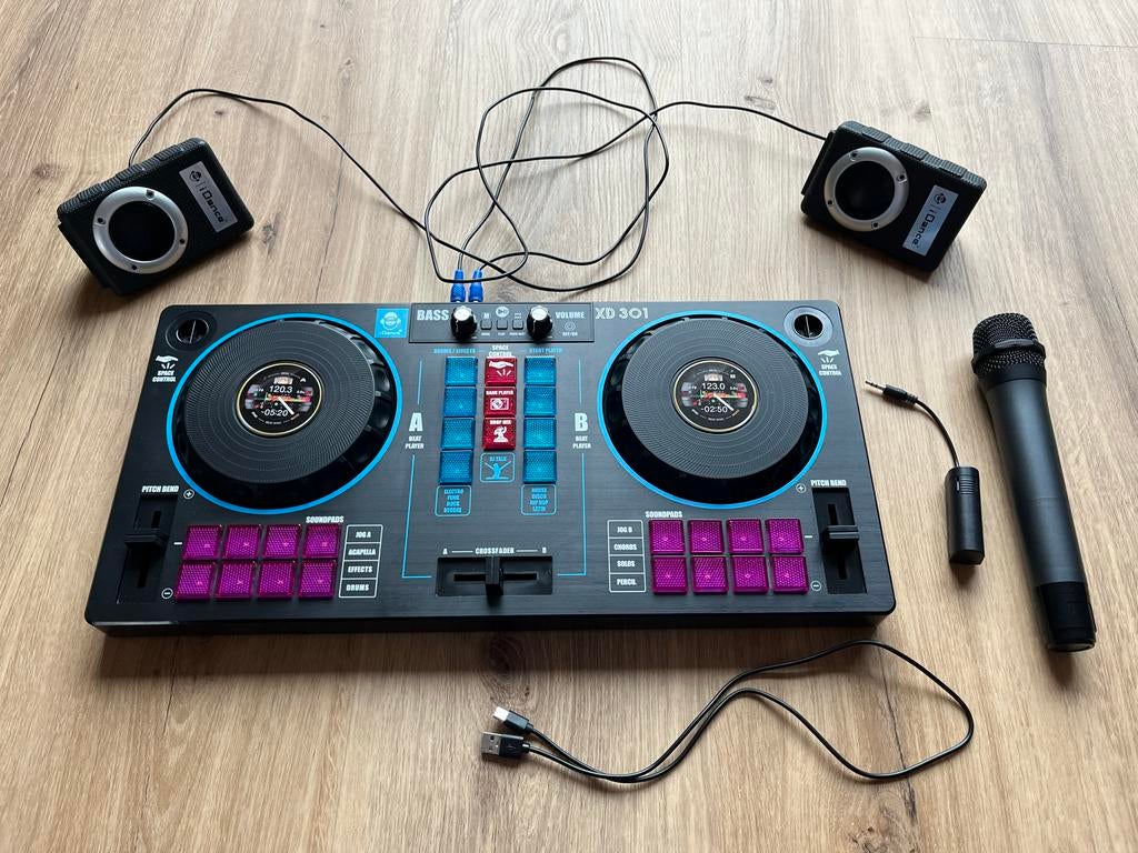 iDance Audio XD301 DJ Mixer + Microfoon - 7-in-1, Muziek en Instrumenten, Dj-sets en Draaitafels, Zo goed als nieuw, Dj-set, Overige merken