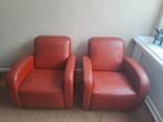 2 lederen fauteuils, Huis en Inrichting, Banken | Bankstellen, Ophalen, Gebruikt, 75 tot 100 cm, Leer