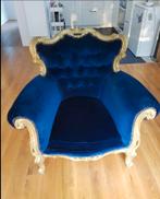 Barok fauteuil / brocante / stoel / veloers / blauw, Ophalen