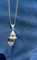 Victoriaanse hanger met Ketting, Ophalen of Verzenden, Zo goed als nieuw, Zilver, Met hanger