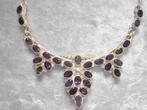 Mooi Zilveren Collier met Amethisten, Verzenden, Zilver, Ketting, Met edelsteen