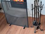 Haardset met haardscherm, Ophalen of Verzenden, Gebruikt, Vrijstaande haard, Houthaard