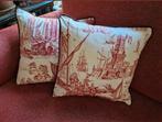 2 Werpkussens Toile de Jouy 45x25cm, Huis en Inrichting, Ophalen of Verzenden