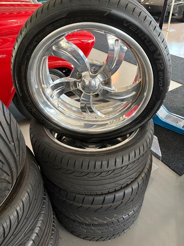 4 x Billet Specialties velgen 18 x 8J incl banden, Auto-onderdelen, Banden en Velgen, Banden en Velgen, Zomerbanden, 18 inch, Overige