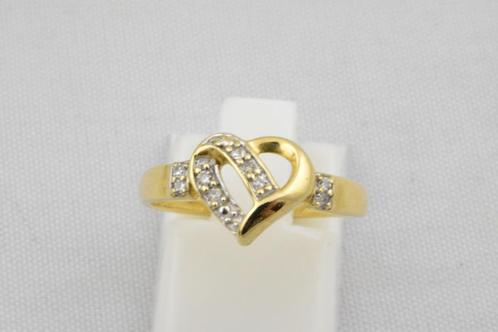 14 karaat gouden ring met Diamanten 1409-G, Sieraden, Tassen en Uiterlijk, Ringen, Gebruikt, Dame, 17 tot 18, Goud, Goud, Met edelsteen