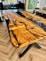 Epoxy tafel van olijfhout, Huis en Inrichting, Tafels | Eettafels, Ophalen, 50 tot 100 cm, Zo goed als nieuw, Vijf personen of meer