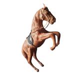 Vintage groot steigerend paard van leer  1804, Paard, Gebruikt, Ophalen of Verzenden, Beeldje of Figuurtje