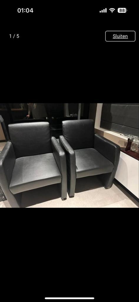 leren verrijdbare breed zittende stoelen op wielen, Huis en Inrichting, Stoelen, Gebruikt, Vijf, Zes of meer stoelen, Leer, Zwart