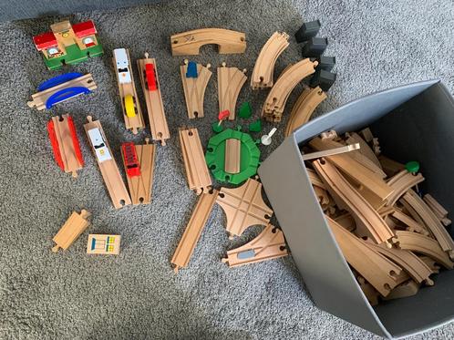 Houten treinbaan, Kinderen en Baby's, Speelgoed | Houten speelgoed, Gebruikt, Ophalen
