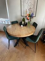 Rond eettafel met 4 stoelen, Huis en Inrichting, Complete eetkamers, Ophalen of Verzenden, Zo goed als nieuw, Modern, 4 tot 6 stoelen