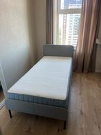 Grijze Eenpersoons Bed Met Matras, Ophalen, Gebruikt, 90 cm, Eenpersoons