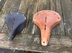 2 Oude leren heren fietszadels - Vintage, Ophalen of Verzenden, Gebruikt, Oldtimer, Zadel
