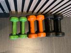 Rubberen dumbells 1-2-3 kg dumbbells set gewichten, Dumbbell, Gebruikt, Gewichten, Ophalen of Verzenden