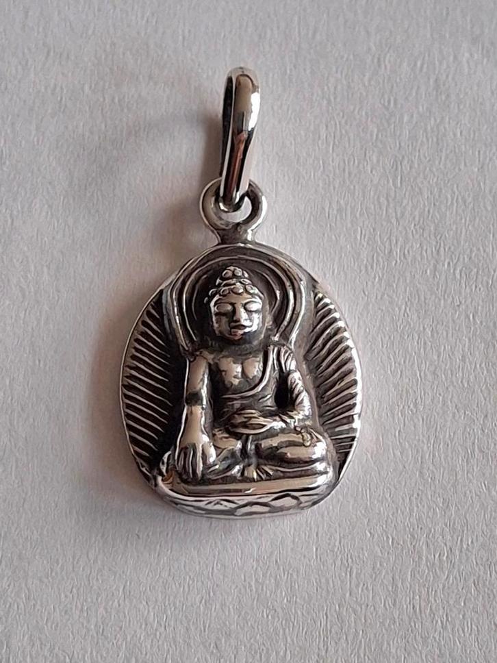 Zilveren Boeddha Hanger (925), Sieraden, Tassen en Uiterlijk, Kettinghangers, Zo goed als nieuw, Zilver, Zilver, Overige voorstellingen