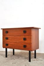 Vintage ladekastjes teak nachtkastjes set jaren 50, Huis en Inrichting, Kasten | Ladekasten, Ophalen of Verzenden, Gebruikt