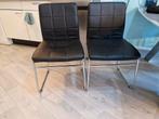 4 Zwarte Leren Eetkamerstoelen in Mooie Staat, Ophalen, Zwart, Zo goed als nieuw, Metaal