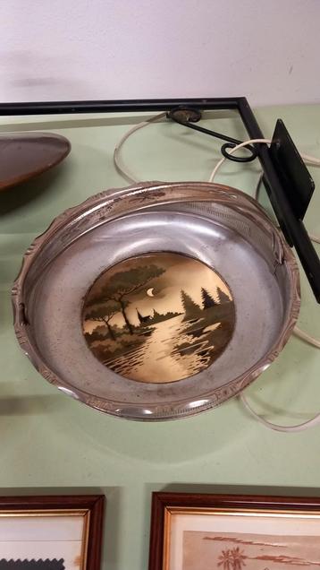 Vintage Zilverkleurige bonbonSchaal met Landschap beschikbaar voor biedingen