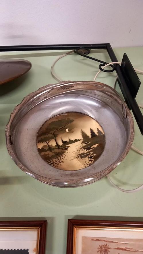Vintage Zilverkleurige bonbonSchaal met Landschap, Antiek en Kunst, Antiek | Schalen, Ophalen of Verzenden