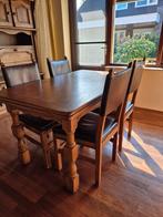 Tafel met stoelen compleet uitschuiftafel oude stijl eiken, Ophalen, Gebruikt, Klassiek, 4 tot 6 stoelen
