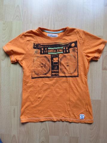 Mooi oranje shirt met print van cassette deck, mt 164-170 M beschikbaar voor biedingen
