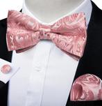 Vlinderstrik Pochet Manchetknopen 100% Zijde Oud Roze NIEUW, Ophalen of Verzenden, Nieuw, Roze, Met patroon