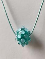 ketting met handgemaakte holle lampwork glaskraal, Verzenden, Nieuw, Blauw, Overige materialen