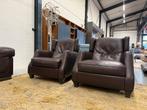 2 Natuzzi Amadeus fauteuils bruin leer Design stoel, Natuzzi, Ophalen of Verzenden, Zo goed als nieuw, 50 tot 75 cm