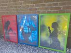 3 supergave grote posters in lijst van jazz/muzikant/band, Huis en Inrichting, Ophalen, Gebruikt, Minder dan 50 cm