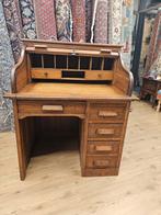 Antiek eiken rolluik cilinder bureau, Huis en Inrichting, Bureaus, Antiek, Bureau, Ophalen, Info@SlatsAntiek.nl