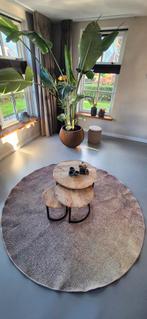 Oristano Rond Vloerkleed 200x200 - Bruin/Goud, Ophalen, Bruin, Rond, 200 cm of meer