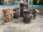 Houten potjes uit India met touw Indiase stoer sober, Huis en Inrichting, Verburgt Vintage, Nieuw, Ophalen of Verzenden, https://verburgtvintage.nl/#contact